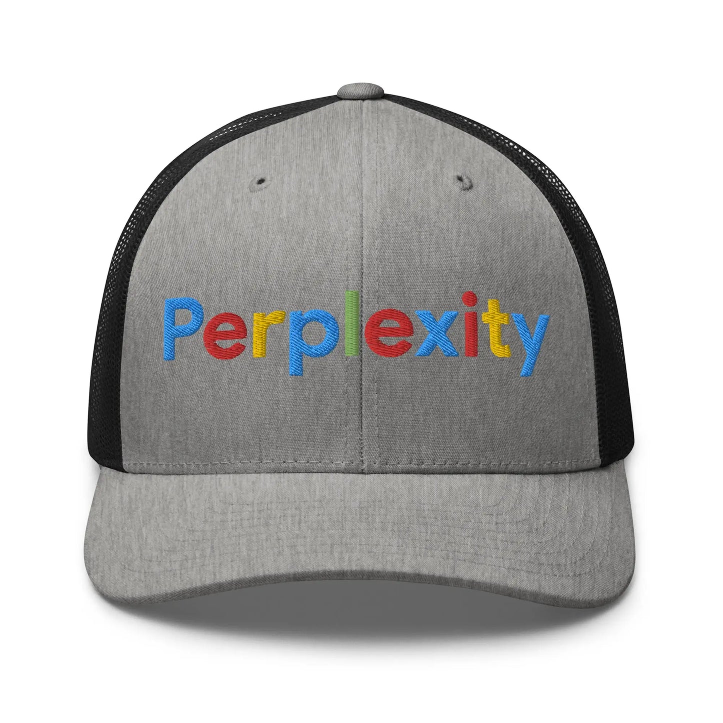 Perplexity Search Logo Embroidered Trucker Cap - Heather/ Black