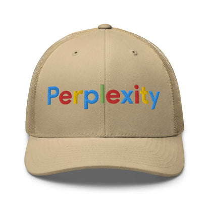 Perplexity Search Logo Embroidered Trucker Cap - Khaki