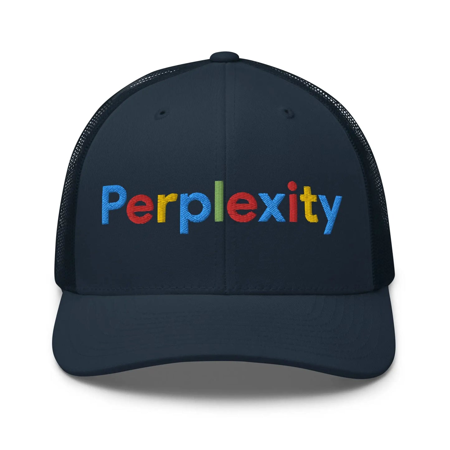 Perplexity Search Logo Embroidered Trucker Cap - Navy