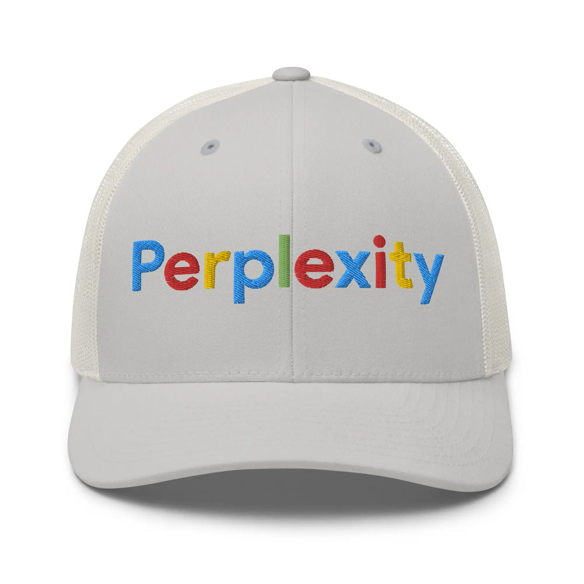 Perplexity Search Logo Embroidered Trucker Cap - Silver