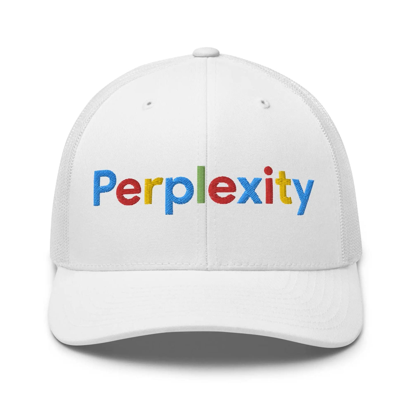 Perplexity Search Logo Embroidered Trucker Cap - White