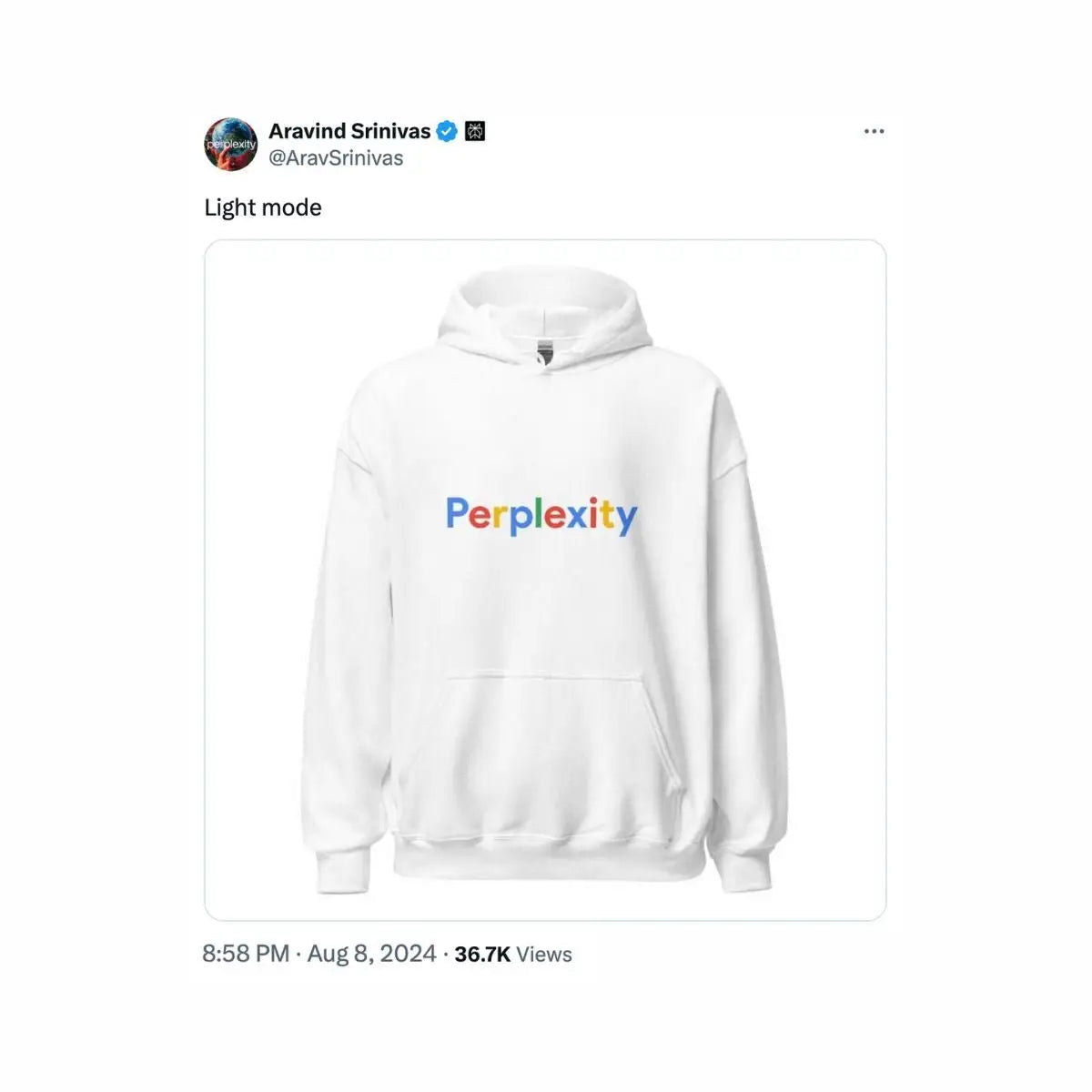 Perplexity Search Logo Hoodie (unisex)