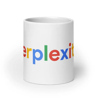 Perplexity Search Logo White Glossy Mug - 20 oz