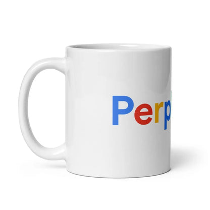 Perplexity Search Logo White Glossy Mug