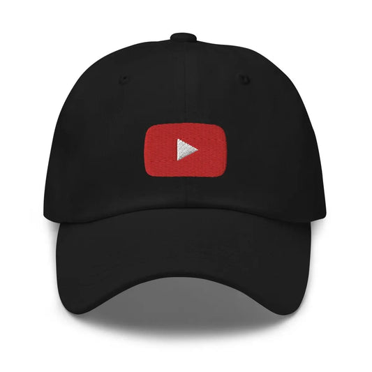 Play Button Embroidered Cap - Black