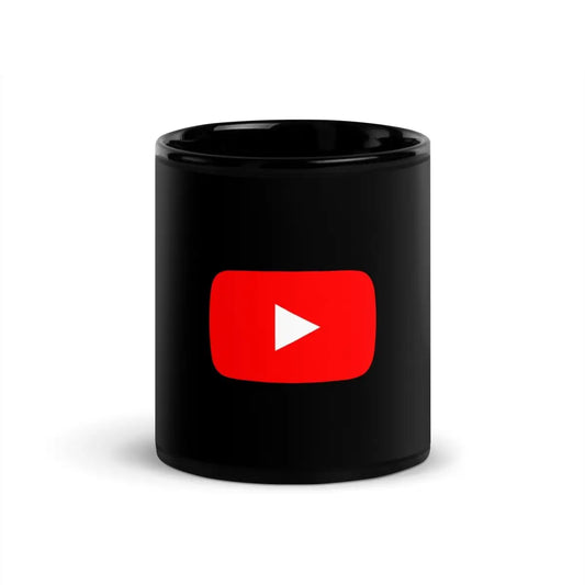 The Play Button on Black Glossy Mug 11 Oz.