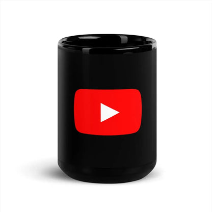 Play Button on Black Glossy Mug - 15 oz