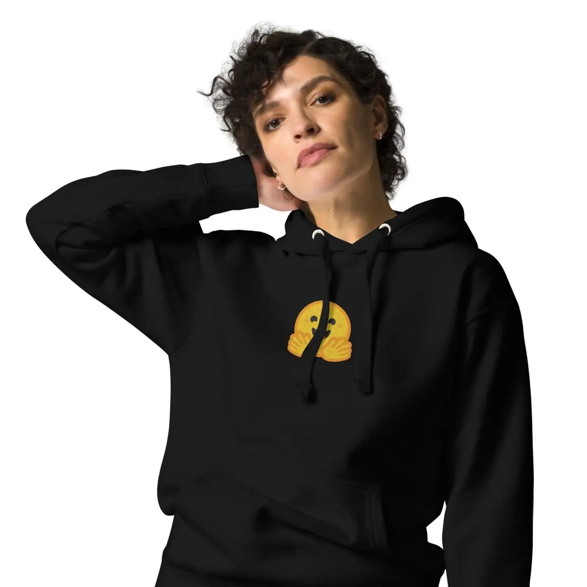 Premium Hugging Face Icon Embroidered Hoodie (unisex)