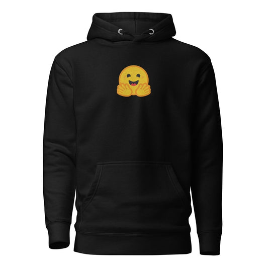 Premium Hugging Face Icon Embroidered Hoodie (unisex) - Black - AI Store