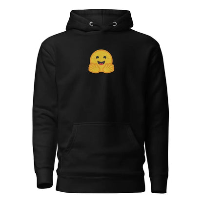 Premium Hugging Face Icon Embroidered Hoodie (unisex) - Black / M