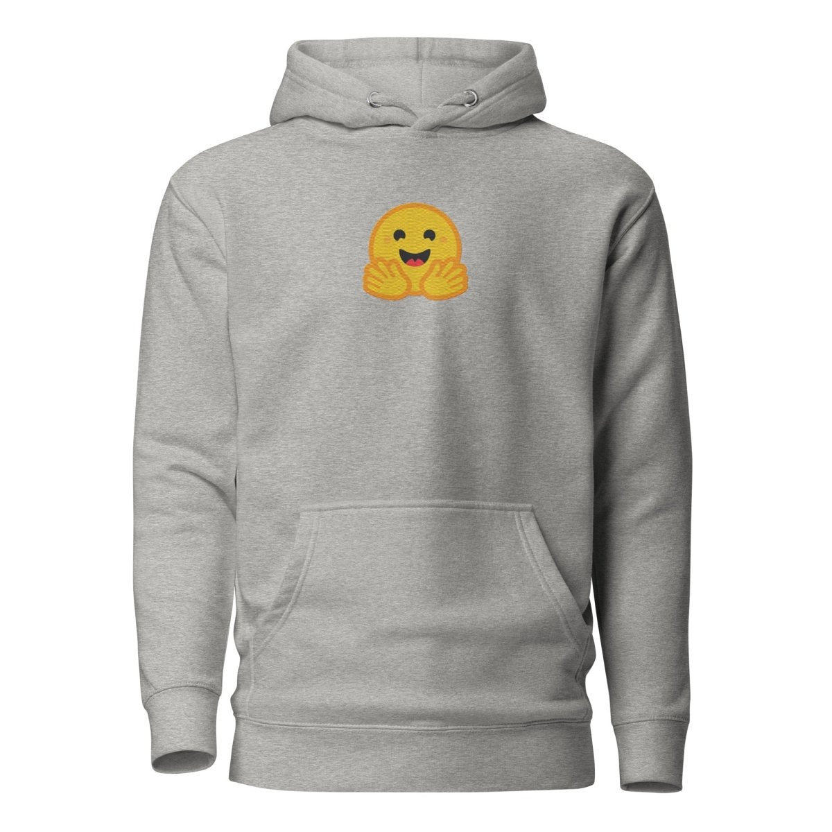 Premium Hugging Face Icon Embroidered Hoodie (unisex) - Carbon Grey - AI Store