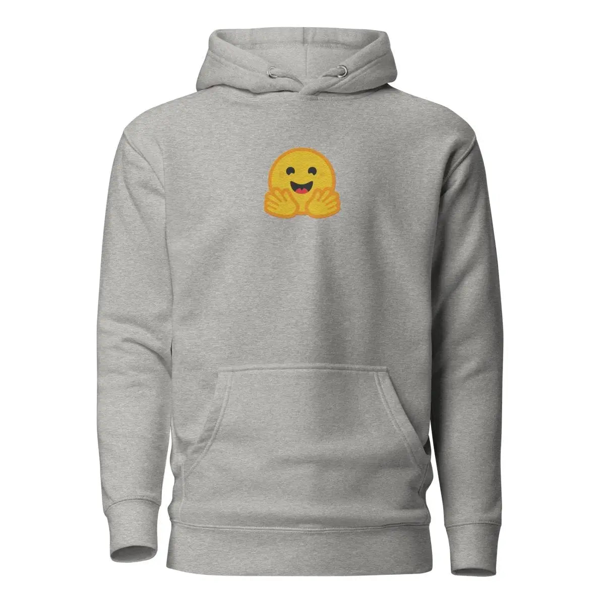 Premium Hugging Face Icon Embroidered Hoodie (unisex) - Carbon Grey / M