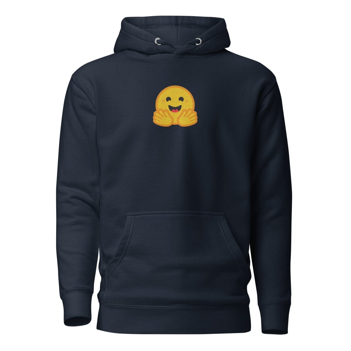 Premium Hugging Face Icon Embroidered Hoodie (unisex) - Navy Blazer - AI Store