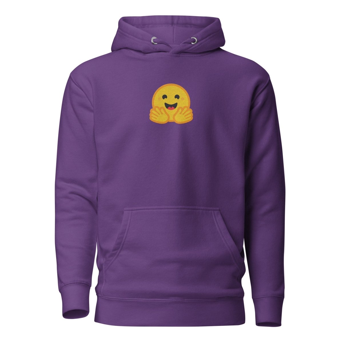 Premium Hugging Face Icon Embroidered Hoodie (unisex) - Purple - AI Store