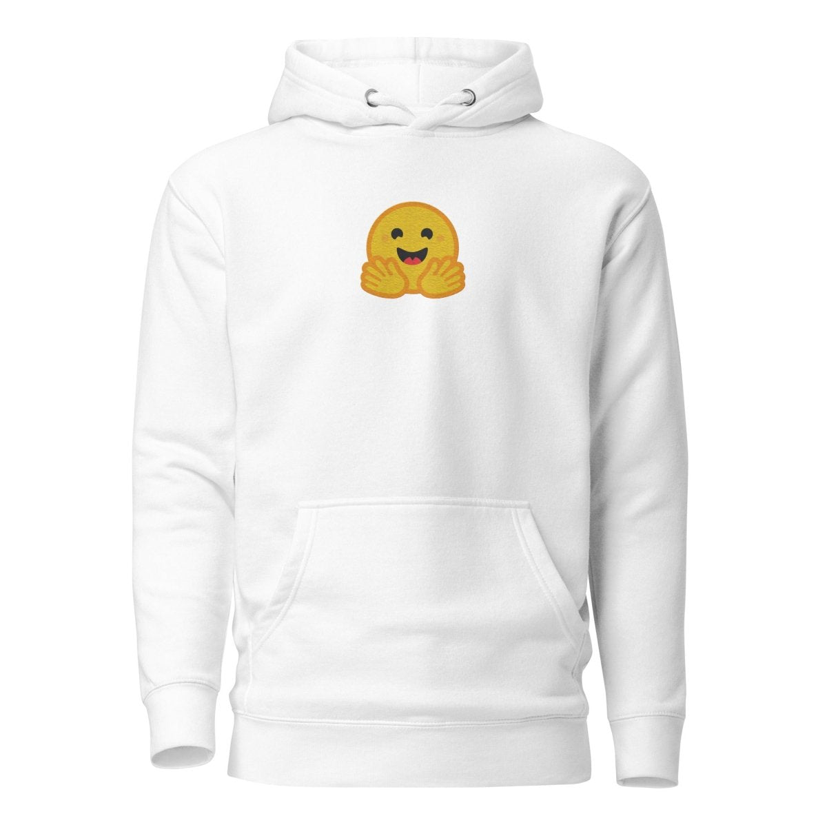 Premium Hugging Face Icon Embroidered Hoodie (unisex) - White - AI Store