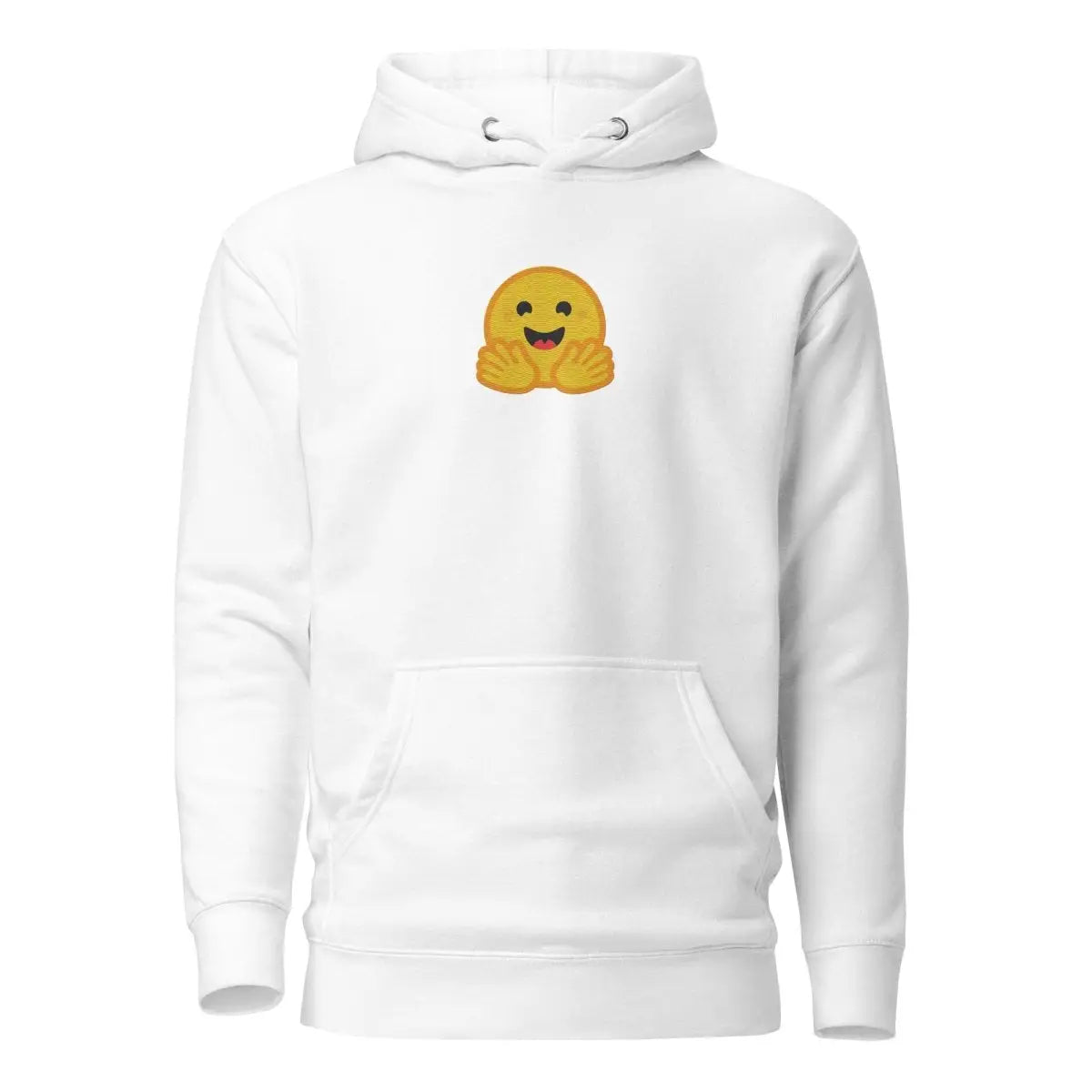 Premium Hugging Face Icon Embroidered Hoodie (unisex) - White / M