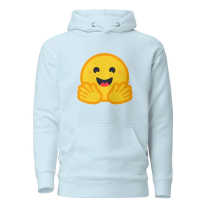 Premium Hugging Face Icon Hoodie (unisex) - Sky Blue / M