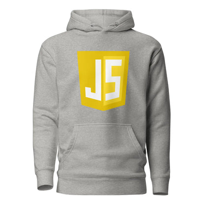 Premium JavaScript Shield Hoodie (unisex) - Carbon Grey / M