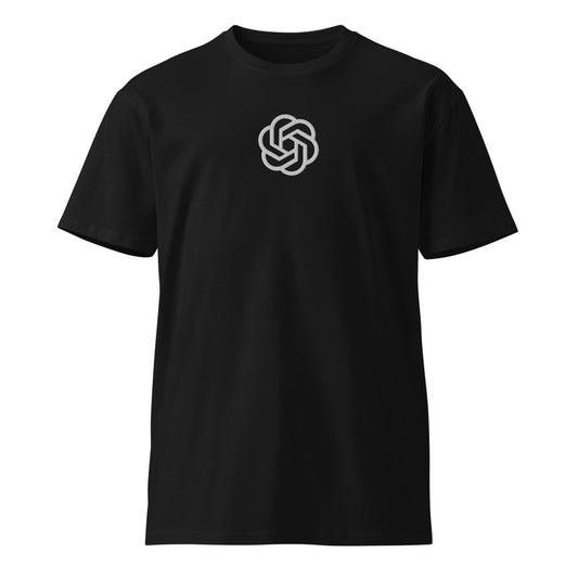 Premium OpenAI Icon Embroidered T - Shirt (unisex) - Black - AI Store