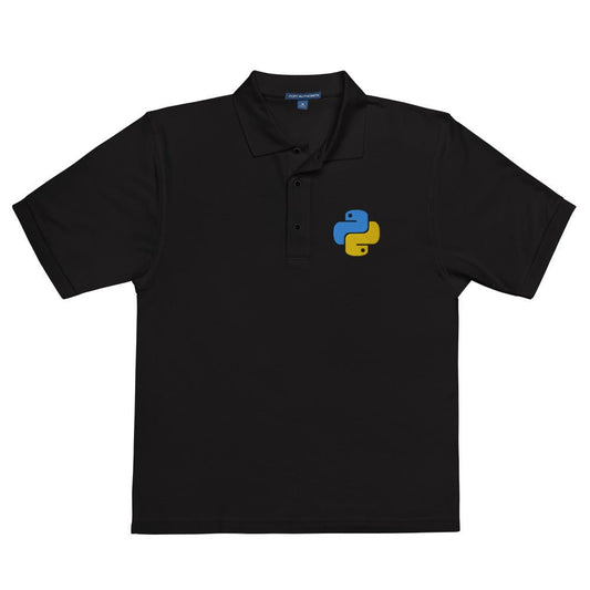 Premium Python Icon Embroidered Polo Shirt (men) - Black - AI Store