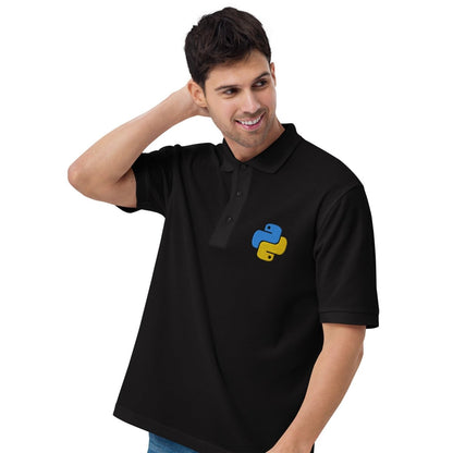 Premium Python Icon Embroidered Polo Shirt (men) - Black - AI Store