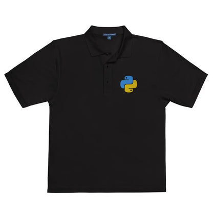 Premium Python Icon Embroidered Polo Shirt (men) - Black / M