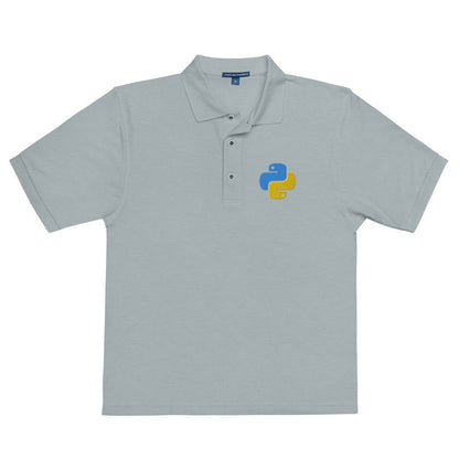 Premium Python Icon Embroidered Polo Shirt (men) - Cool Heather - AI Store