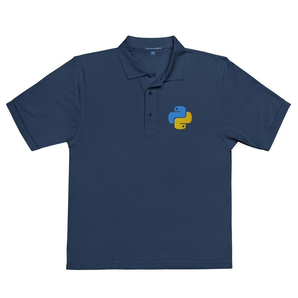 Premium Python Icon Embroidered Polo Shirt (men) - Navy - AI Store
