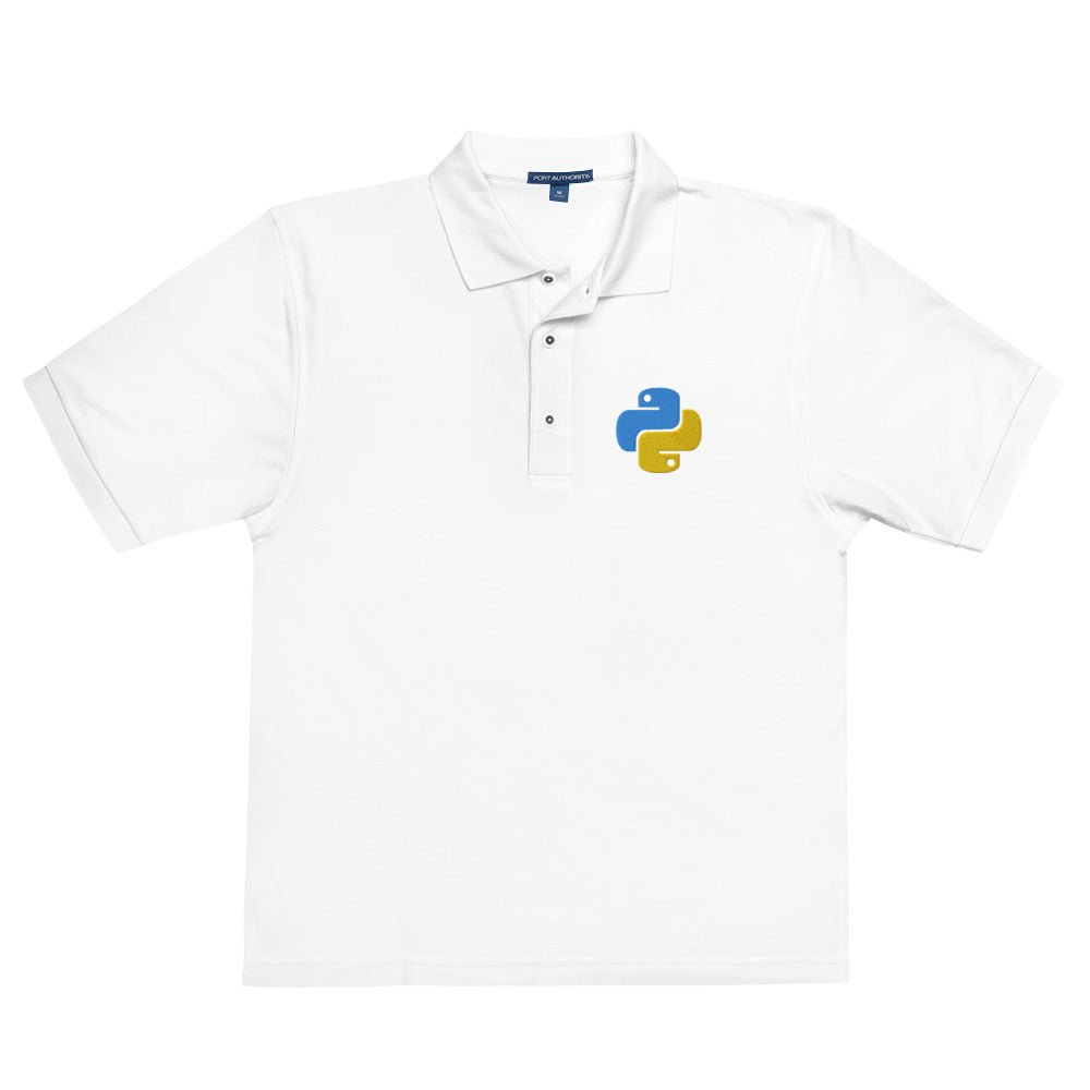 Premium Python Icon Embroidered Polo Shirt (men) - White - AI Store