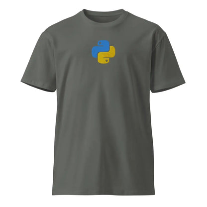 Premium Python Icon Embroidered T-Shirt (unisex) - Charcoal / M