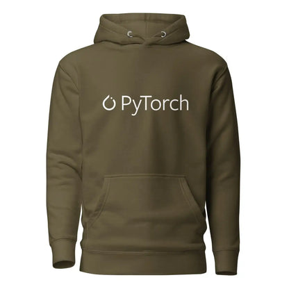 Premium PyTorch White Logo Hoodie (unisex) - Military Green / M