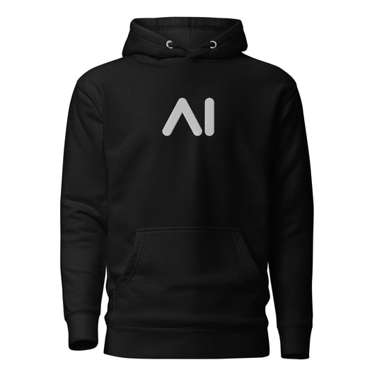 Premium Small AI Logo Embroidered Hoodie (unisex) - Black - AI Store