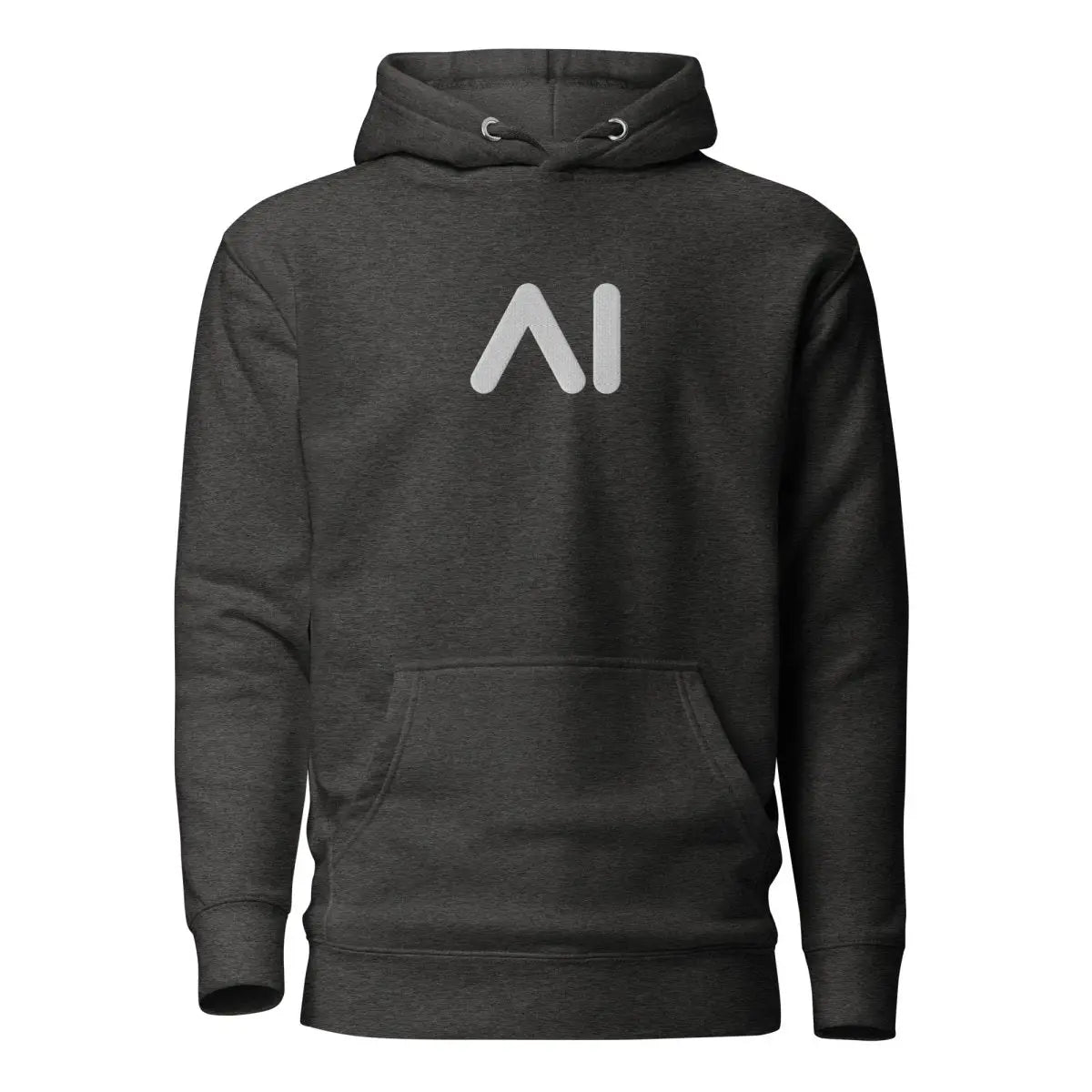 Premium Small AI Logo Embroidered Hoodie (unisex) - Charcoal Heather / M