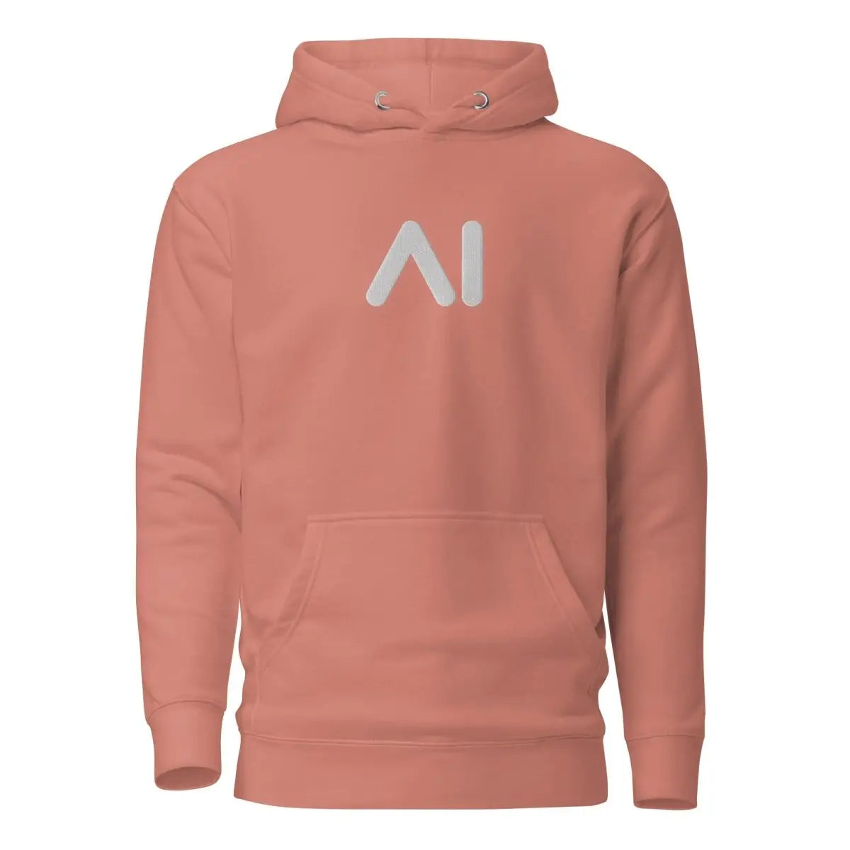 Premium Small AI Logo Embroidered Hoodie (unisex) - Dusty Rose / M