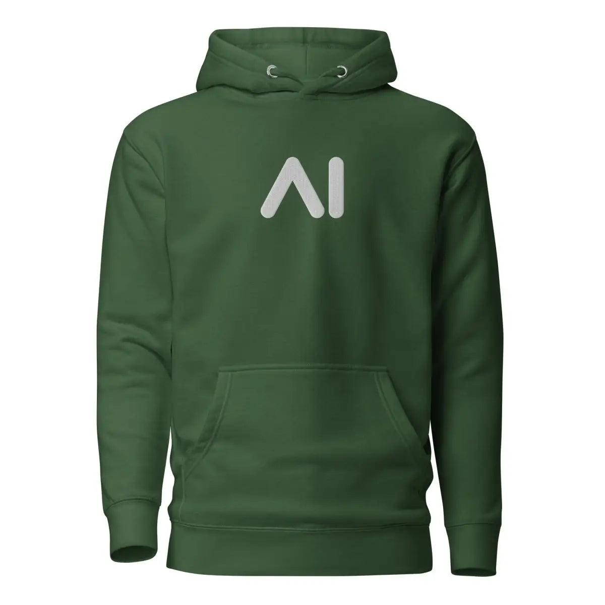 Premium Small AI Logo Embroidered Hoodie (unisex) - Forest Green / M