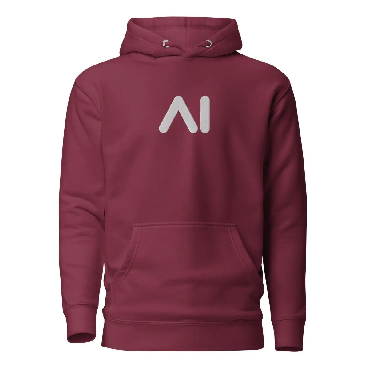 Premium Small AI Logo Embroidered Hoodie (unisex) - Maroon / M