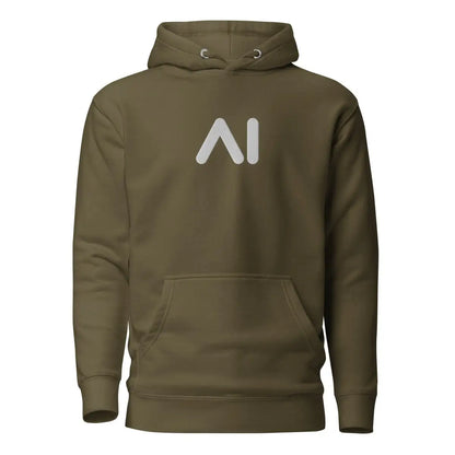 Premium Small AI Logo Embroidered Hoodie (unisex) - Military Green / M