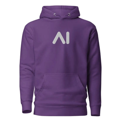 Premium Small AI Logo Embroidered Hoodie (unisex) - Purple / M