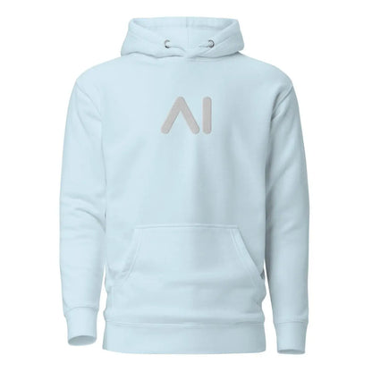 Premium Small AI Logo Embroidered Hoodie (unisex) - Sky Blue / M