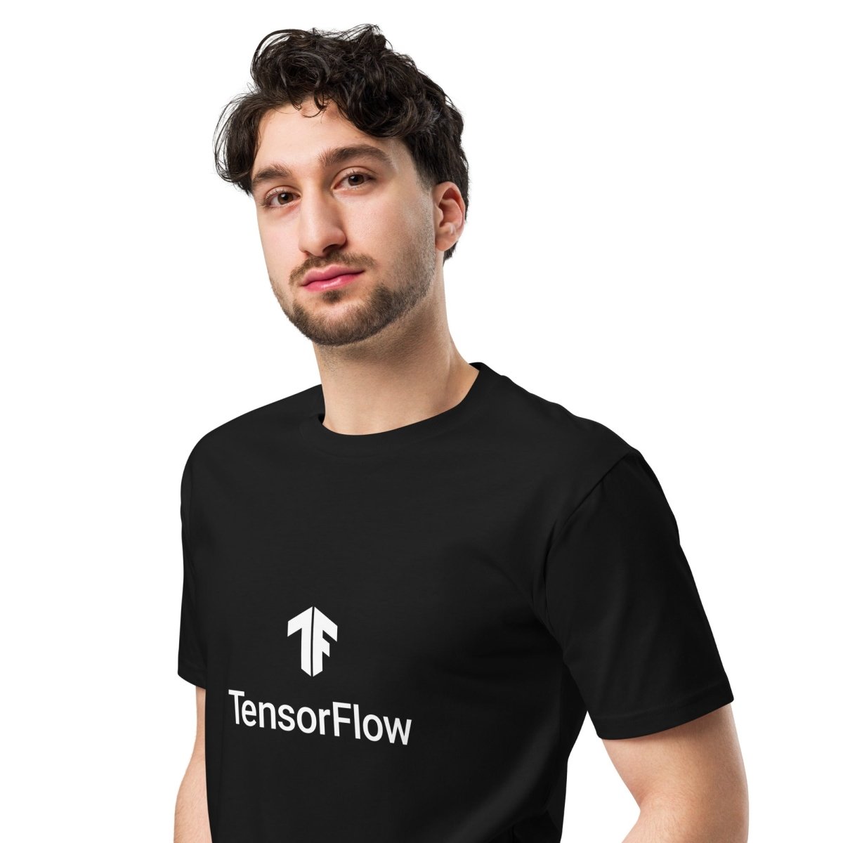 Premium TensorFlow 2 White Stacked Logo T - Shirt (unisex) - Black - AI Store