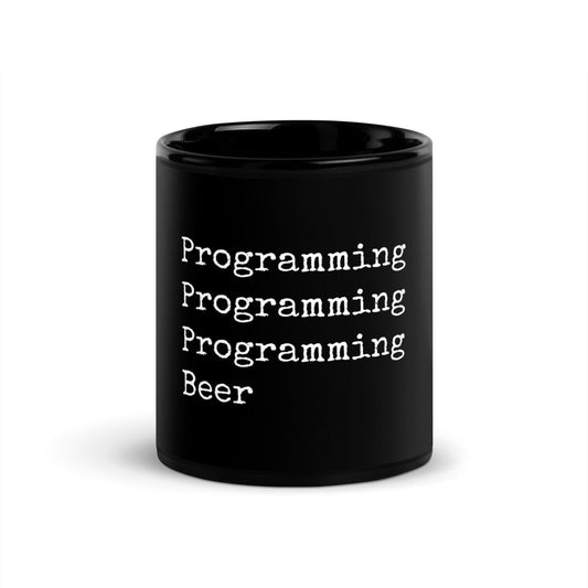 Programming & Beer Black Glossy Mug - 11 oz - AI Store