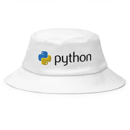Python Black Logo Embroidered Bucket Hat - White - AI Store