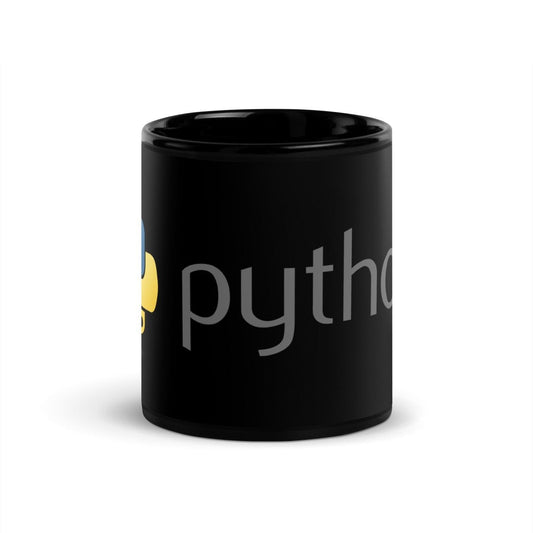 Python Dark Logo on Black Glossy Mug - 11 oz - AI Store