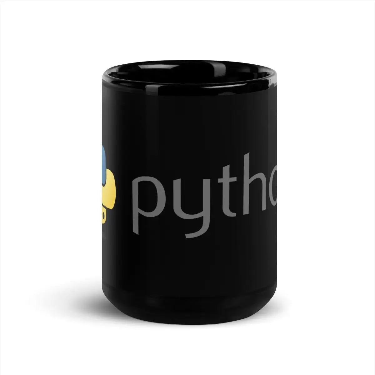 Python Dark Logo on Black Glossy Mug - 15 oz