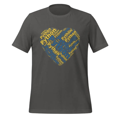 Python Heart Word Cloud T-Shirt 2 (unisex) - Asphalt / M