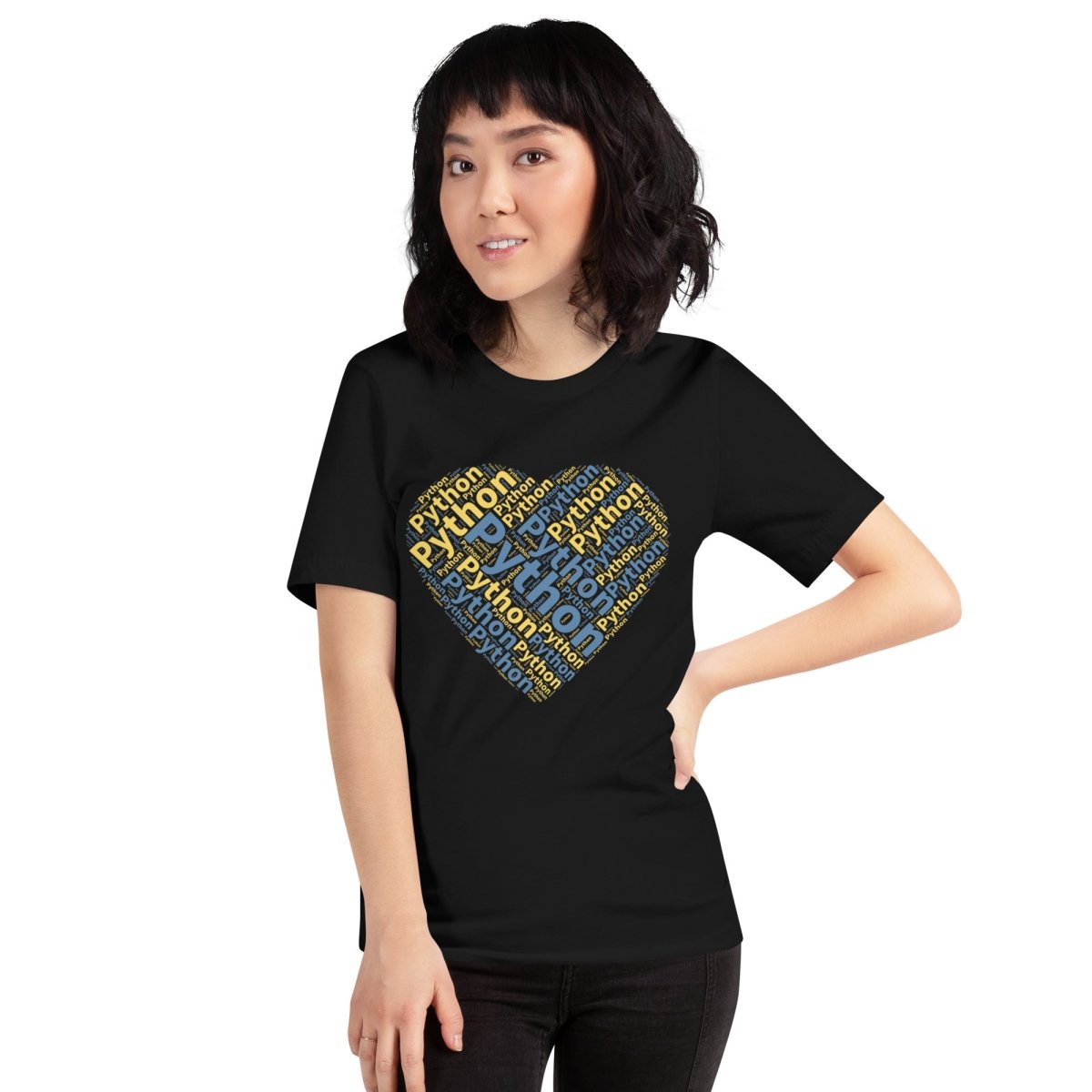 Python Heart Word Cloud T - Shirt 2 (unisex) - Black - AI Store