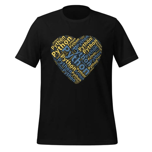 The Python Heart Word Cloud T-shirt 2 (unisex) Black / m.