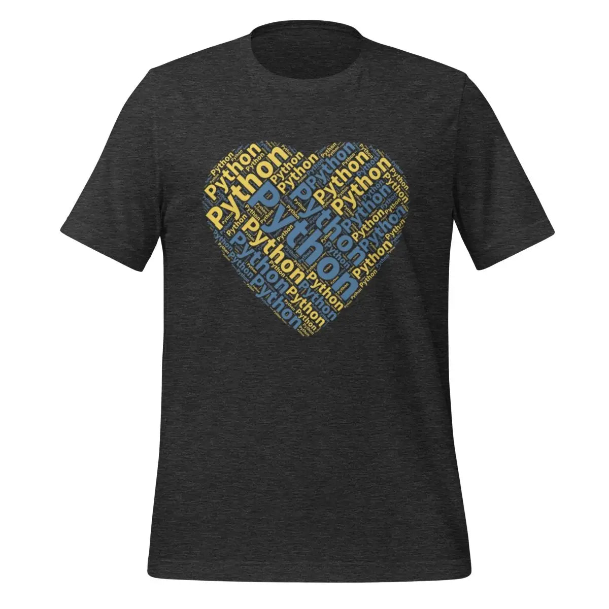 Python Heart Word Cloud T-Shirt 2 (unisex) - Dark Grey Heather / M