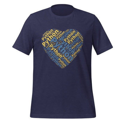 Python Heart Word Cloud T - Shirt 2 (unisex) - Heather Midnight Navy - AI Store
