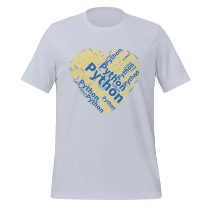 Python Heart Word Cloud T-Shirt 2 (unisex) - Light Blue / M